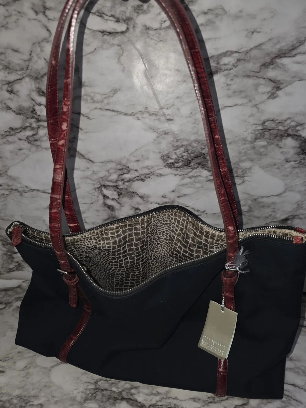 Tardini Canvas & Crocidle Purse